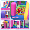 Colorful inflatable ball pit with climbing wall and slide, perfect for kids' outdoor fun and exercise.