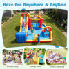 Inflatable bounce house with water slides and splash pools, perfect for backyard fun at parties and family gatherings.