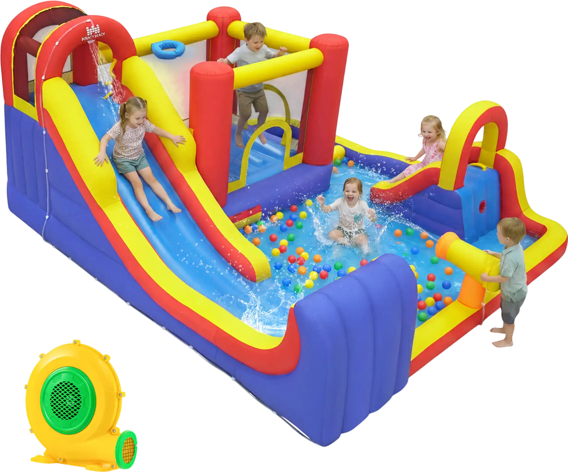 Costway 7-in-1 Outdoor Inflatable Bounce House Water Slide Splash Pool w/ 680W Blower 84193765 New