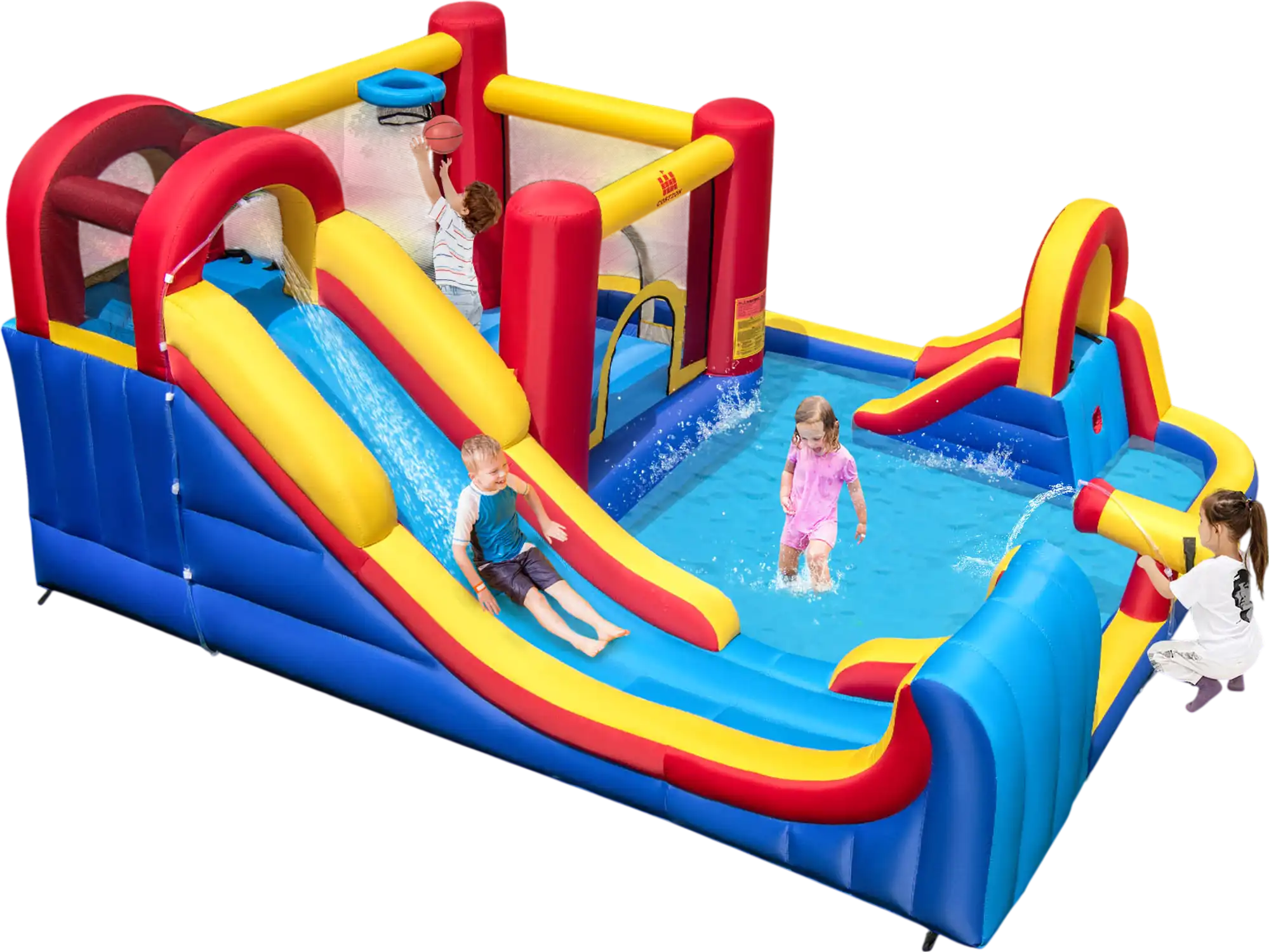 Costway 7-in-1 Outdoor Inflatable Bounce House Water Slide Splash Pool w/ 950W Blower 46318725 New