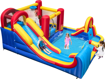 Costway 7-in-1 Outdoor Inflatable Bounce House Water Slide Splash Pool w/ 950W Blower 46318725 New