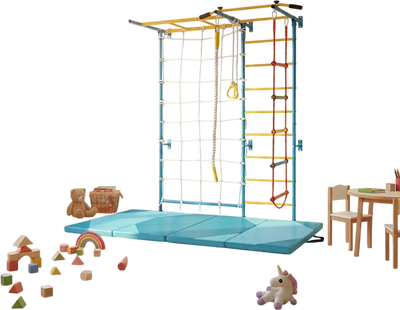 Costway 7-in-1 Swedish Ladder Kids Climber w/ Folding Gymnastics Mat 95724663 New