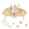 Montessori 7-in-1 toddler activity table with xylophone, shape sorter, and bead maze for sensory play and learning.
