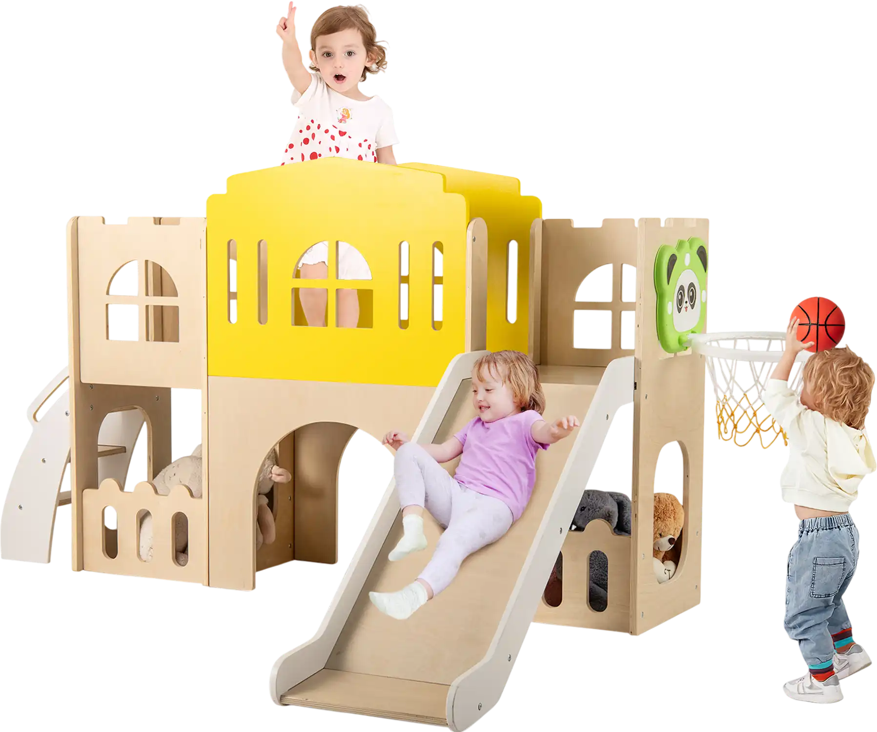 Costway 7-in-1 Toddler Slide Set Climber Basketball Hoop 69487362 New