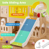 Multicolor 7-in-1 toddler slide set with raised handrails and buffer zone, perfect for safe indoor and outdoor play.