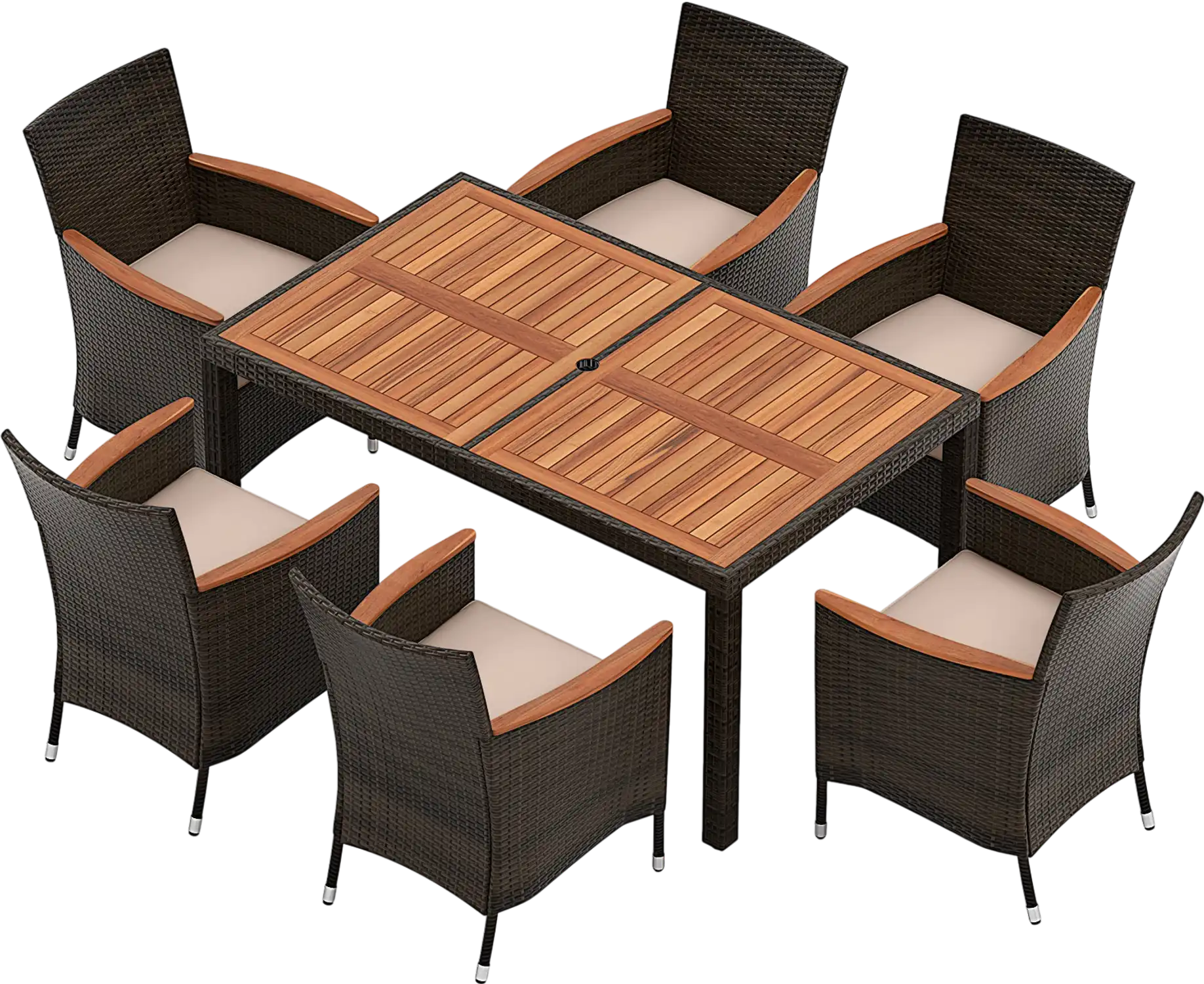 Costway 7-Pc Patio Rattan Garden Dining Set w/ Cushions 19376820 New