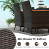 7-piece garden dining patio rattan set with cushions, featuring breathable mix brown PE rattan for outdoor comfort.