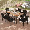 7 Pieces Patio Rattan Cushioned Dining Set with Umbrella Hole-Black - Gallery View 1 of 11