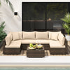 7 Pieces Patio Rattan Furniture Set with Sectional Sofa Cushions-Beige - Gallery View 1 of 11