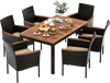 7 Pieces Rattan Patio Dining Set with Stackable Chairs and Umbrella Hole