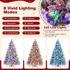 7 ft artificial Xmas tree with 320 LED lights, flocked branches, and 8 lighting modes for festive decoration.