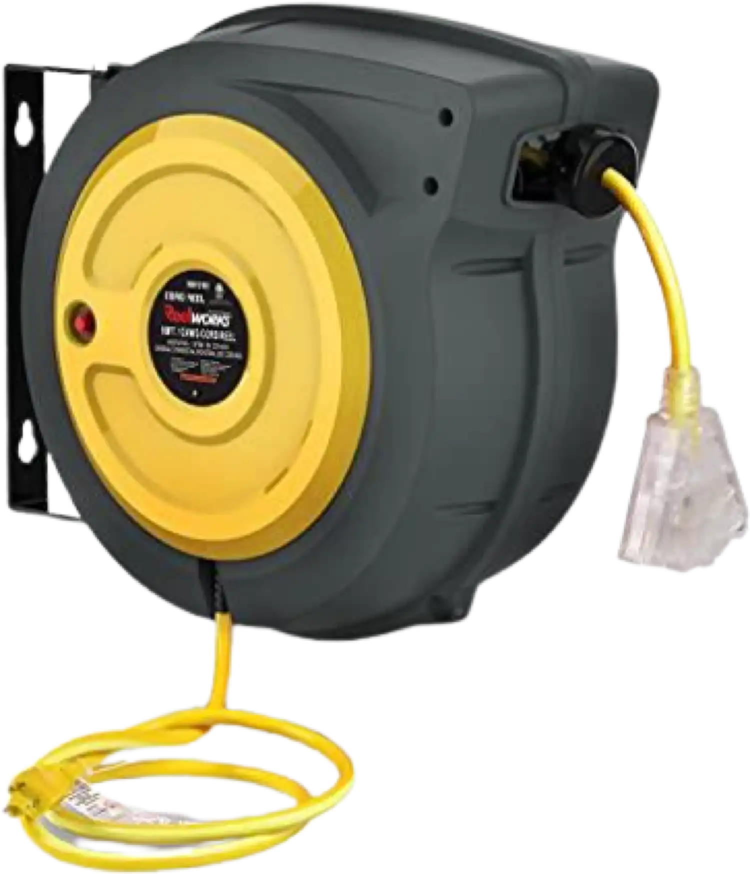 ReelWorks GUR024 14 AWG x 50' 13A 3 Grounded Outlets Mountable Retractable Extension Cord Reel New