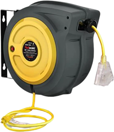 ReelWorks GUR024 14 AWG x 50' 13A 3 Grounded Outlets Mountable Retractable Extension Cord Reel New