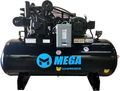 Mega Compressor MP-10120H3-U460 Air Compressor 120 Gallon 10 HP 175 PSI 3 Phase 460V Two Stage Electric Start New