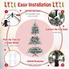 6 feet snow flocked artificial Christmas tree with cool white LED lights, featuring easy installation and flexible.