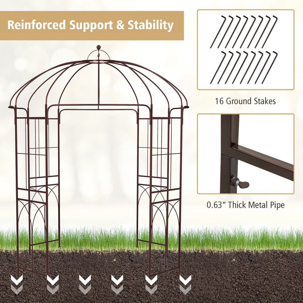Detailed view of the birdcage shape garden arbor, showcasing the sturdy metal frame and anti-rust coating for outdoor.