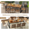 79-inch acacia wood patio table with 1.9" umbrella hole, suitable for 8 persons, ideal for backyard and dining room use.
