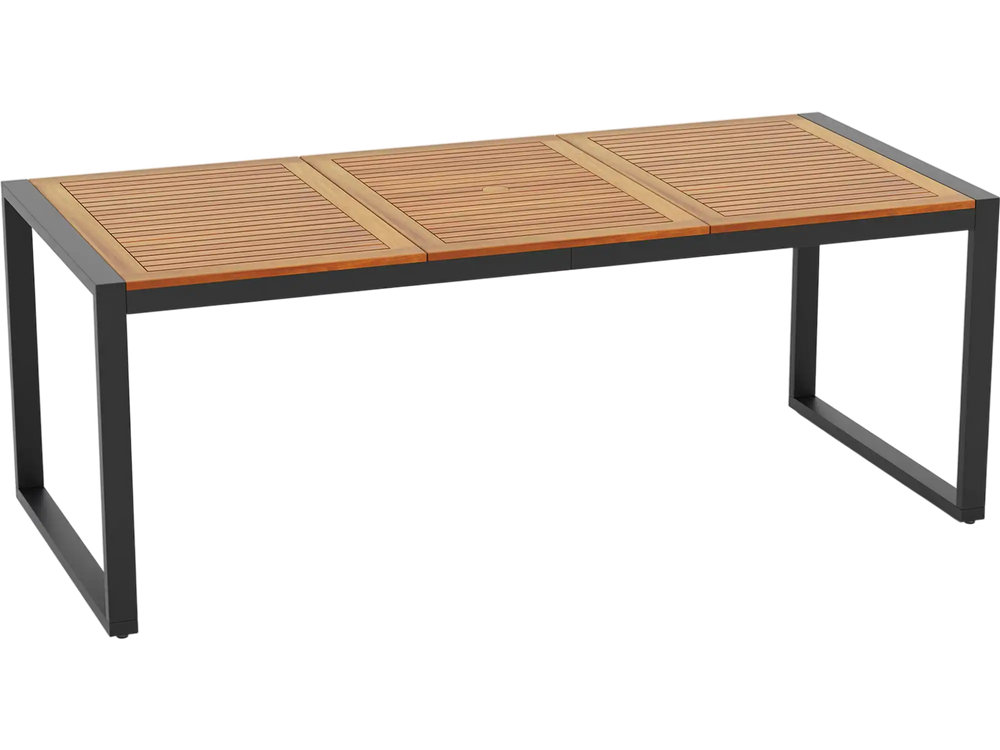 79 Inch Acacia Wood Patio Table with 1.9 Inch Umbrella Hole for Garden and Poolside