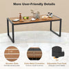 79-inch acacia wood patio table with 1.9-inch umbrella hole, featuring sturdy metal crossbars and adjustable foot pads.