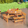 8-Person Round Picnic Table Set Circular Patio Dining Camping Table with Benches-Yellow - Gallery View 1 of 11