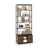 8-tier bookshelf with 4 fabric drawers, heavy-duty metal frame, and adjustable shelves for versatile storage solutions.