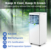 8000 BTU portable air conditioner in white with control panel, ideal for cooling rooms up to 250 sq.ft efficiently.