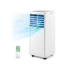 Portable 8000 BTU air conditioner with remote, featuring cooling, fan, and dehumidifier modes for rooms up to 250 sq.ft.