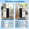 Adjustable window kit for 8000 BTU portable air conditioner, fitting 25.5"-47" for easy installation in various windows.