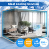 8000 BTU portable air conditioner with remote control, ideal for cooling, dehumidifying, and fan use in living spaces.