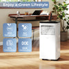 Portable 8000 BTU air conditioner with digital panel, R32 refrigerant, and 3-in-1 design for rooms up to 350 sq. ft.