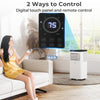 Portable air conditioner with digital touch panel and remote control, ideal for rooms up to 350 sq. ft.