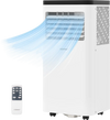 8000 BTU portable air conditioner with remote control, designed for rooms up to 350 sq. ft., featuring cooling and.