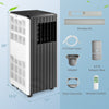 Portable air conditioner with exhaust hose and remote control, featuring 8000 BTU cooling capacity for large areas.