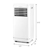8000 BTU portable air conditioner in white, featuring cooling, dehumidifying, and fan modes, ideal for compact spaces.
