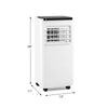 Portable 8000 BTU air conditioner with remote control, 28" tall, designed for cooling up to 250 sq. ft. with sleek.