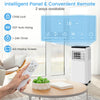 Portable 8000 BTU air conditioner with remote control, touch panel, and sleek design for efficient cooling in 250 sq.