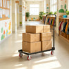 Folding hand truck with handle and two elastic ropes, capable of carrying up to 800 lbs for efficient transport.