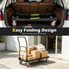 Folding hand truck with a heavy load capacity of 800 lbs, featuring wheels for easy transport and space-saving design.