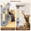 Cat tree with sisal scratching posts and plush dangling balls, designed for playful interaction and healthy claw care.