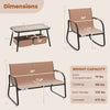 Rocking bistro chairs and coffee table from a 4-piece patio furniture set in coffee color, ideal for outdoor relaxation.