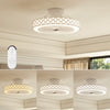 19-inch white ceiling fan with light, featuring adjustable brightness, remote control, and low-profile design for rooms.
