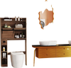 5-Piece Modern Bathroom Suite: Over The Toilet Cabinet + Smart Toilet Bidet + Oval Sink + Floor Cabinet + Clothes Dryer
