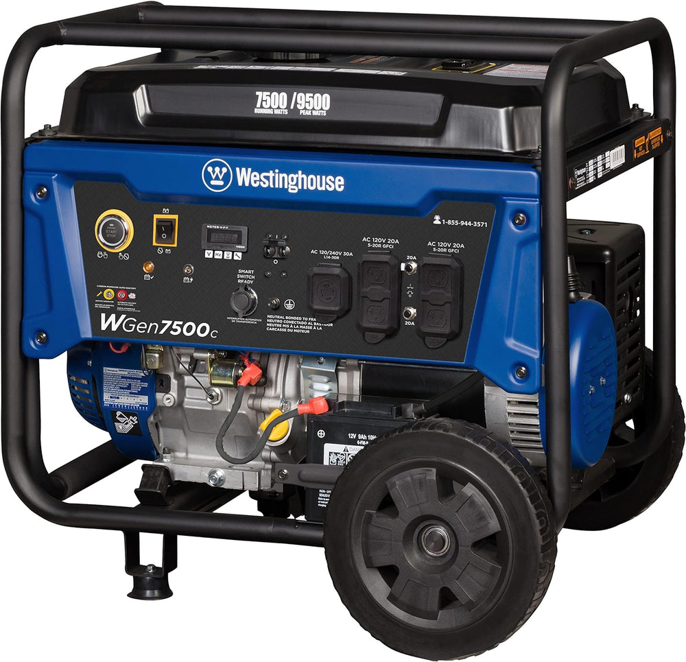 Westinghouse WGen7500c Generator 7500W/9500W 30 Amp Remote Start Gas with CO Sensor New