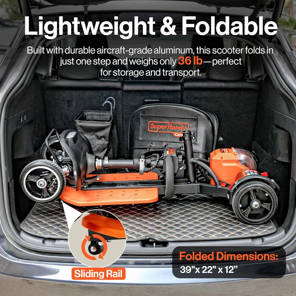 Super Handy GUT177 Electric Mobility Scooter Foldable 4-Wheel 48V 3.7 MPH Max Speed New
