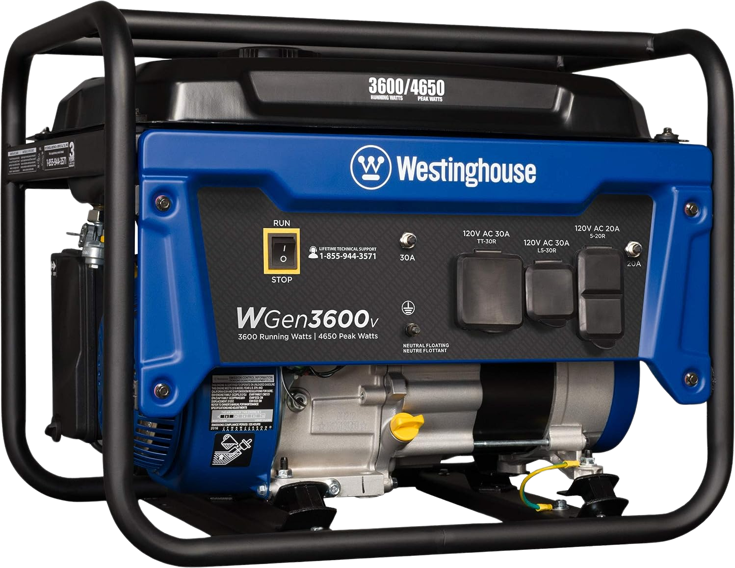 Westinghouse WGen3600v Generator 3600W/4650W 30 Amp Recoil Start Gas New