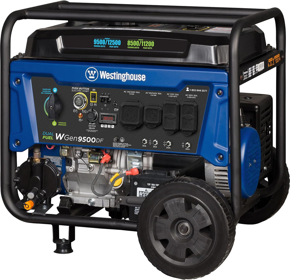 Westinghouse WGen9500DF Generator 9500W/12500W 50 Amp Remote Start Dual Fuel New