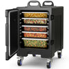 Inside view of the 81 Quart insulated food pan carrier with multiple slots, ideal for organized food storage and.