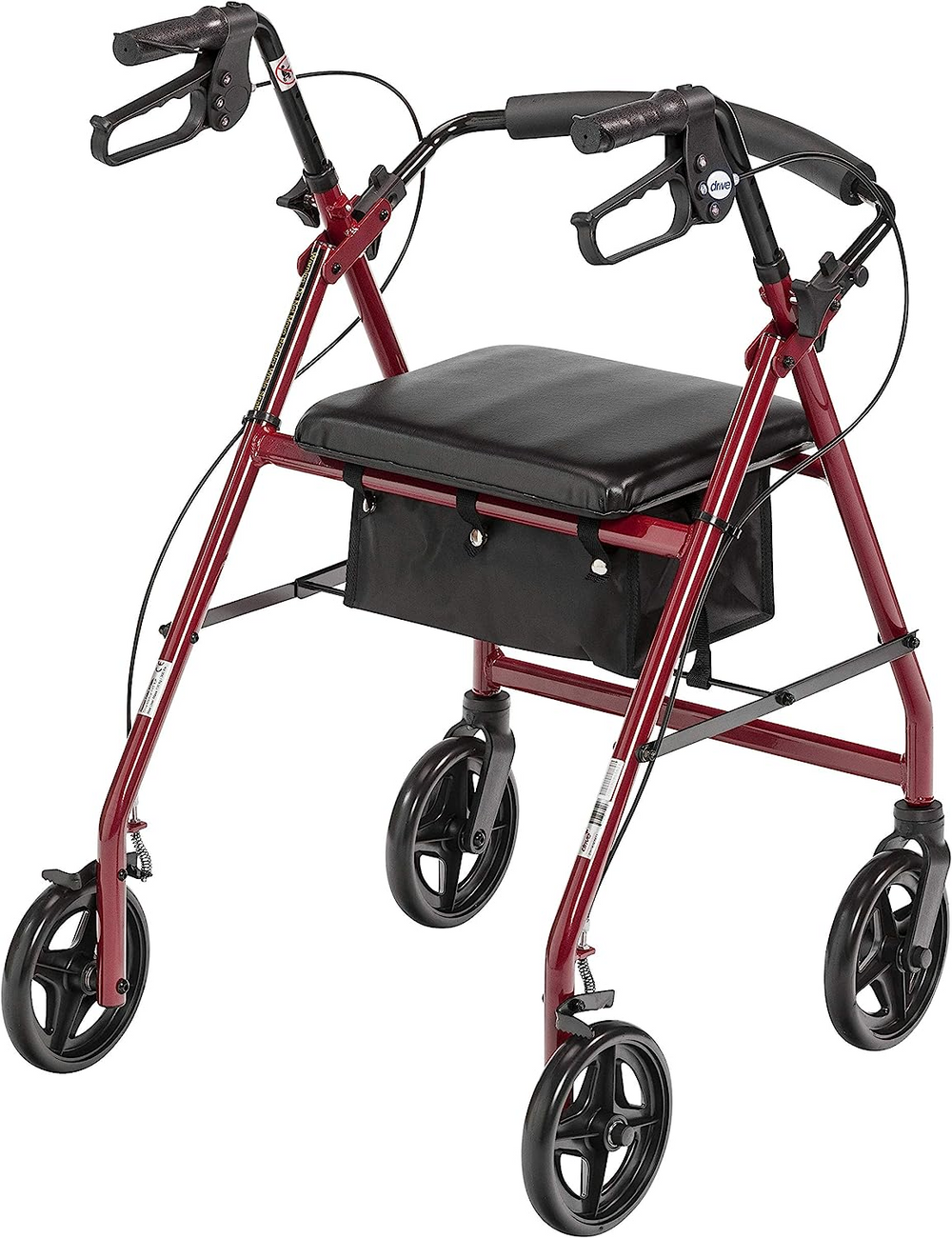 Drive Medical R728RD Aluminum Rollator Walker 4 Wheels 7.5" Casters Red New