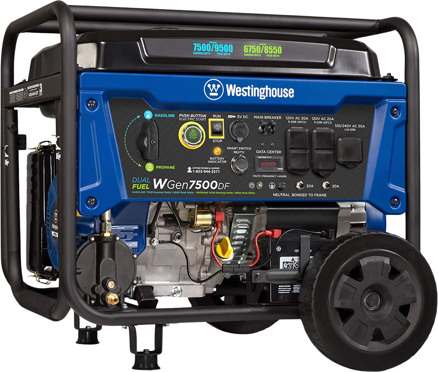 Westinghouse WGen7500DF Generator 7500W/9500W 30 Amp Remote Start Dual Fuel New