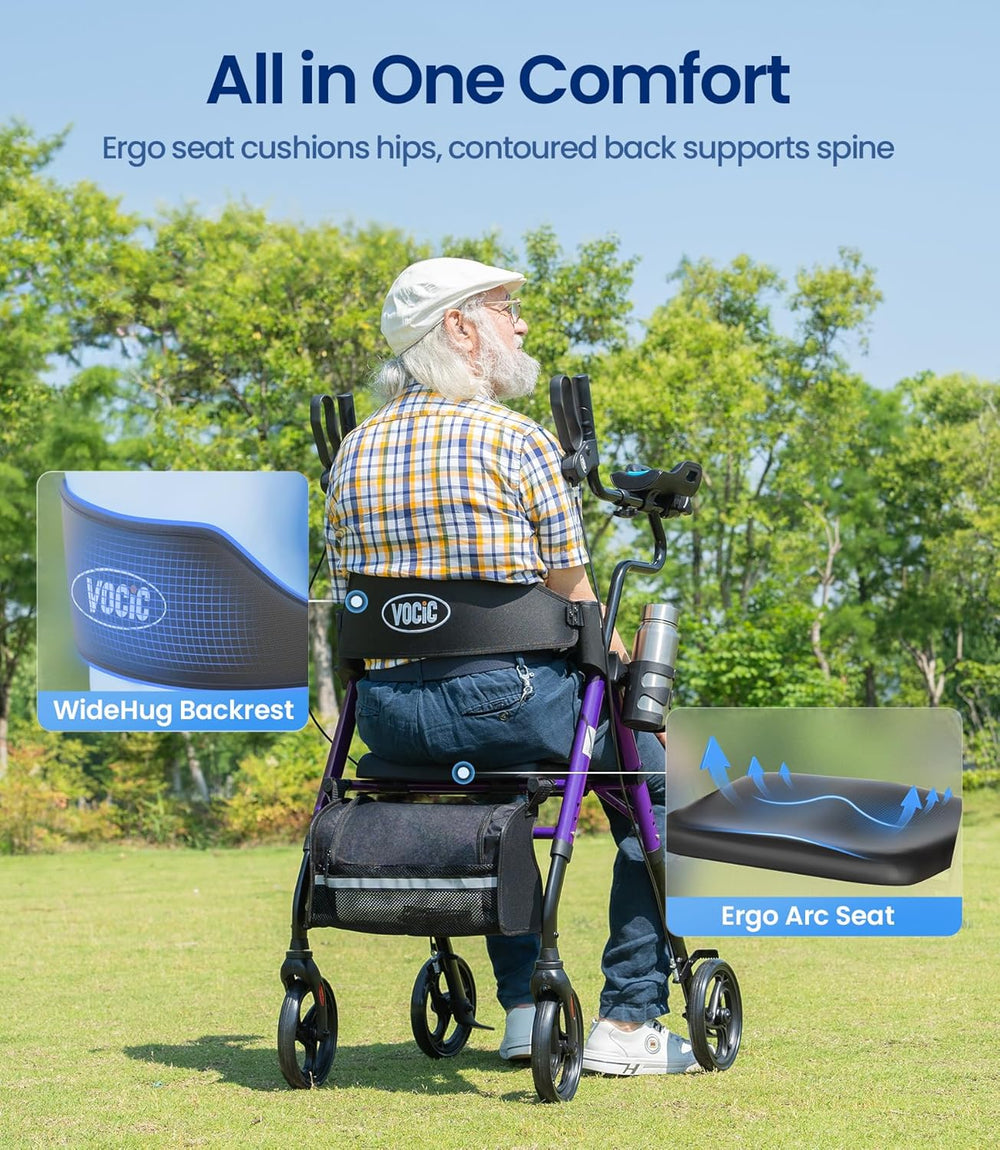 Vocic Z22 Upright Rollator Walker with GelCool Adjustable Armrests Foldable New